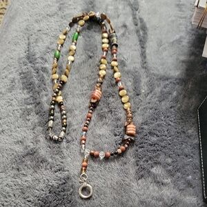 Handcrafted Beaded Necklace - Brown and Green
